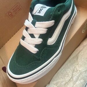 Vans Forest Green and White Sneakers